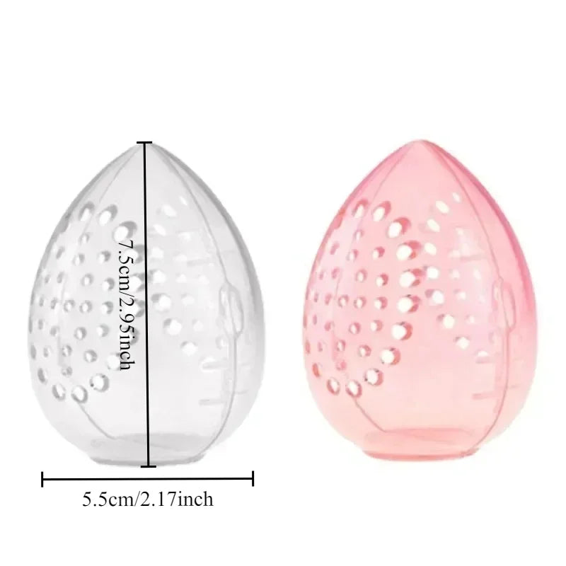 Travel Cosmetic Sponge Organizer Box Pink White Plastic