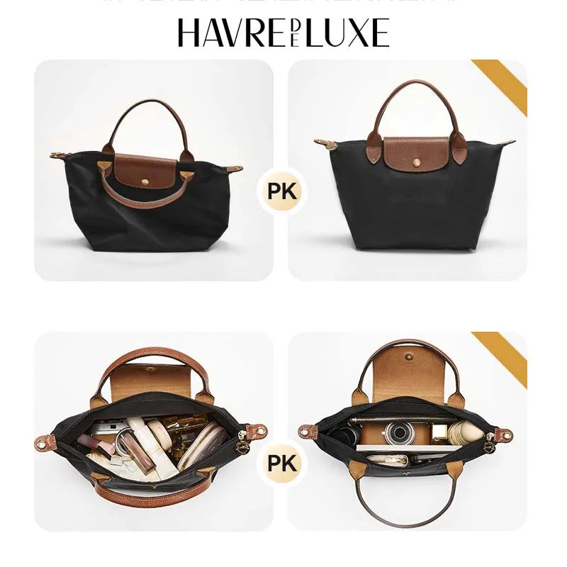 Bag organizer insert for longchamp S M L nylon storage durable bag support storage inner detail view