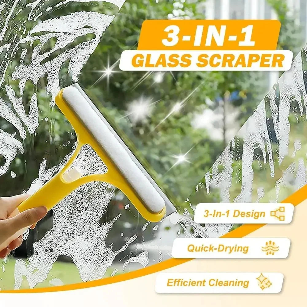 3‑In‑1 Multifunctional Window Cleaner, All‑in‑One Spray‑Scrub‑Squeegee Glass Wiper, Practical Household Cleaning Tool for Mirror, Shower Screen and Car Windows