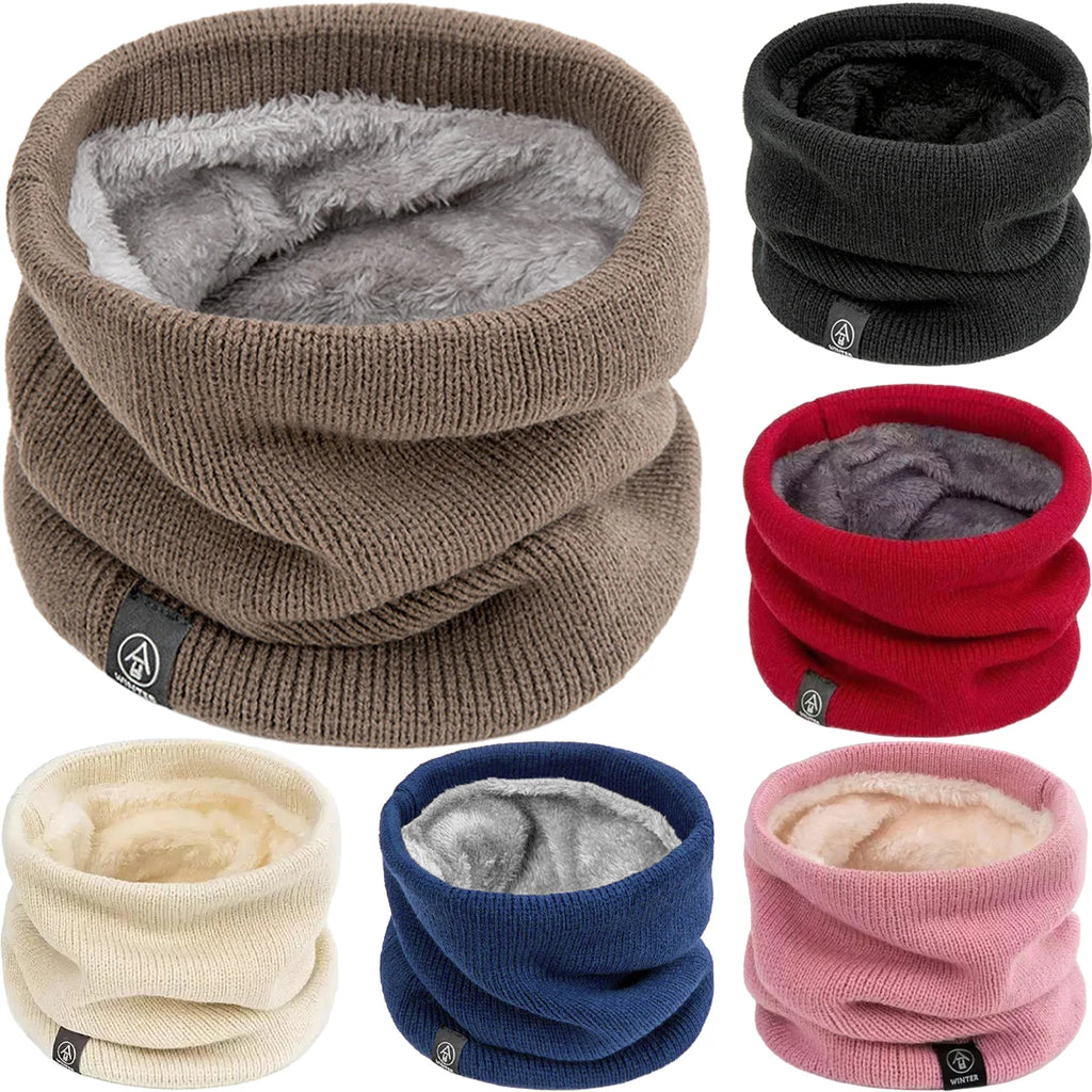 Knitted Winter Neck Gaiter Tube Scarf Hat Polyester