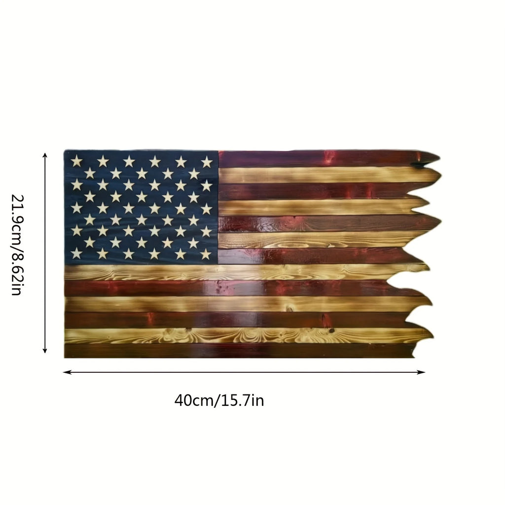 Wooden American Wavy Flag 8x15 Inch Independence Day Decoration