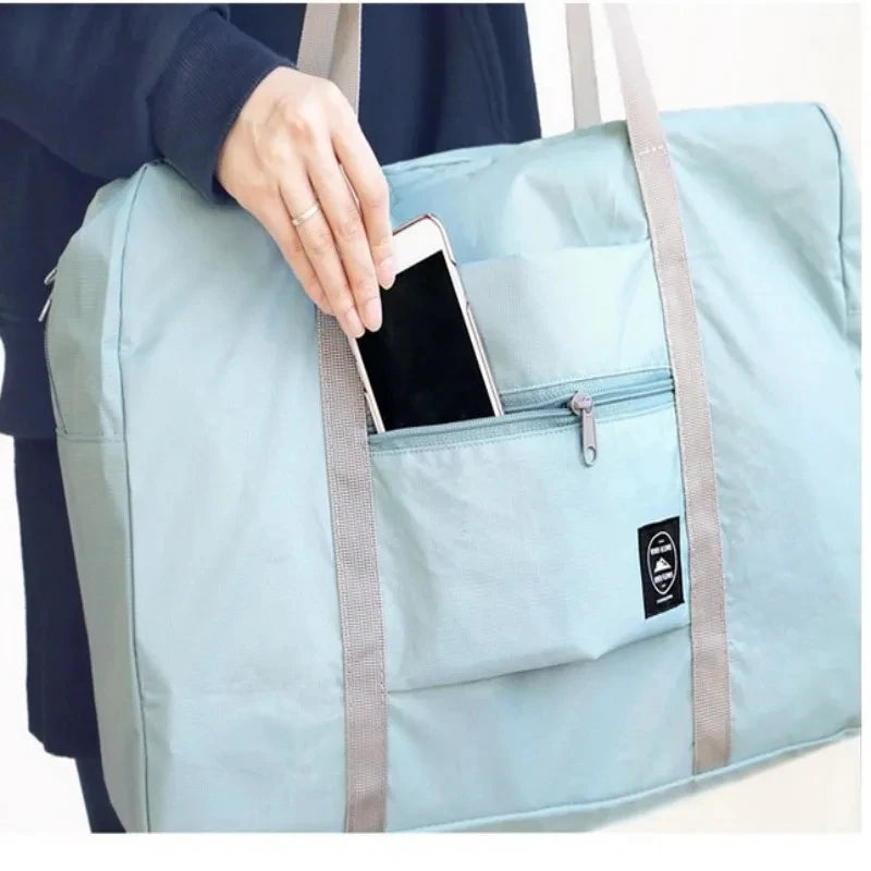Foldable Nylon Travel Duffel Bag Carry On Lightweight close-up view