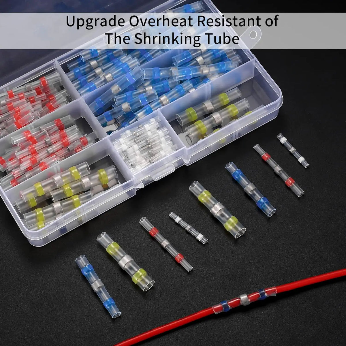 100pcs Waterproof Solder Seal Heat Shrink Butt Wire Connectors Terminals Electrical Copper with a Soldering Sleeve