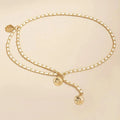 High Quality Metal Waist Chain Belts For Women Round Flower Pendant Chain Strap Rope Female Fine Waistband Dress Shirt Decoratio