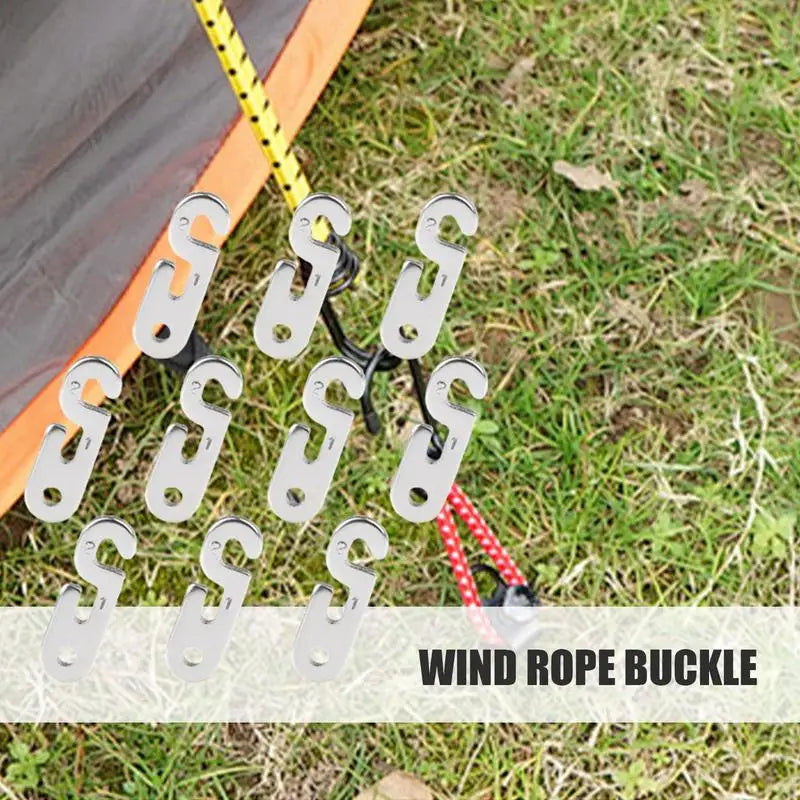10 Pack Aluminum Alloy S Type Camping Tent Rope Tensioner Kit