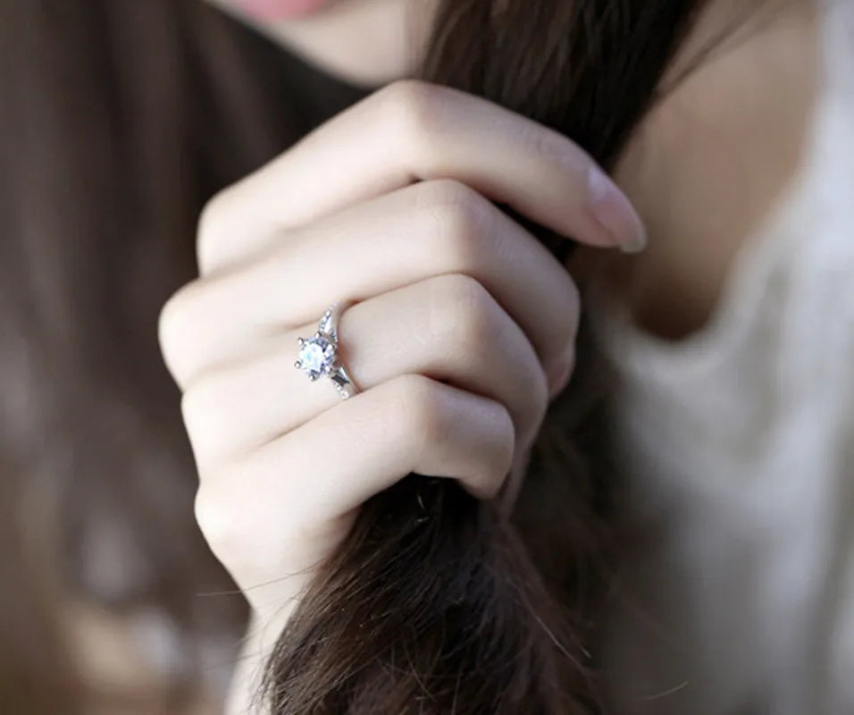 925 Sterling Silver Classic Ring for Women close-up view