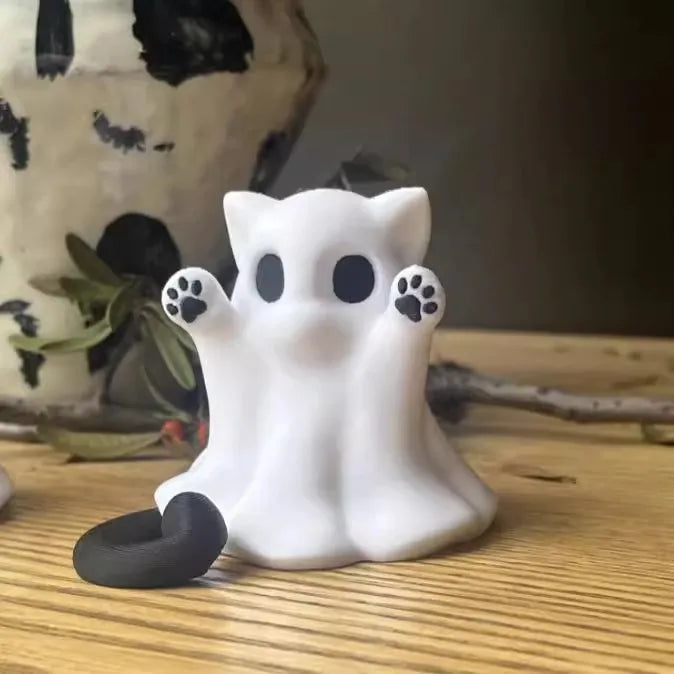 Mini Kitten Ghost Ornament Halloween Desk Decoration