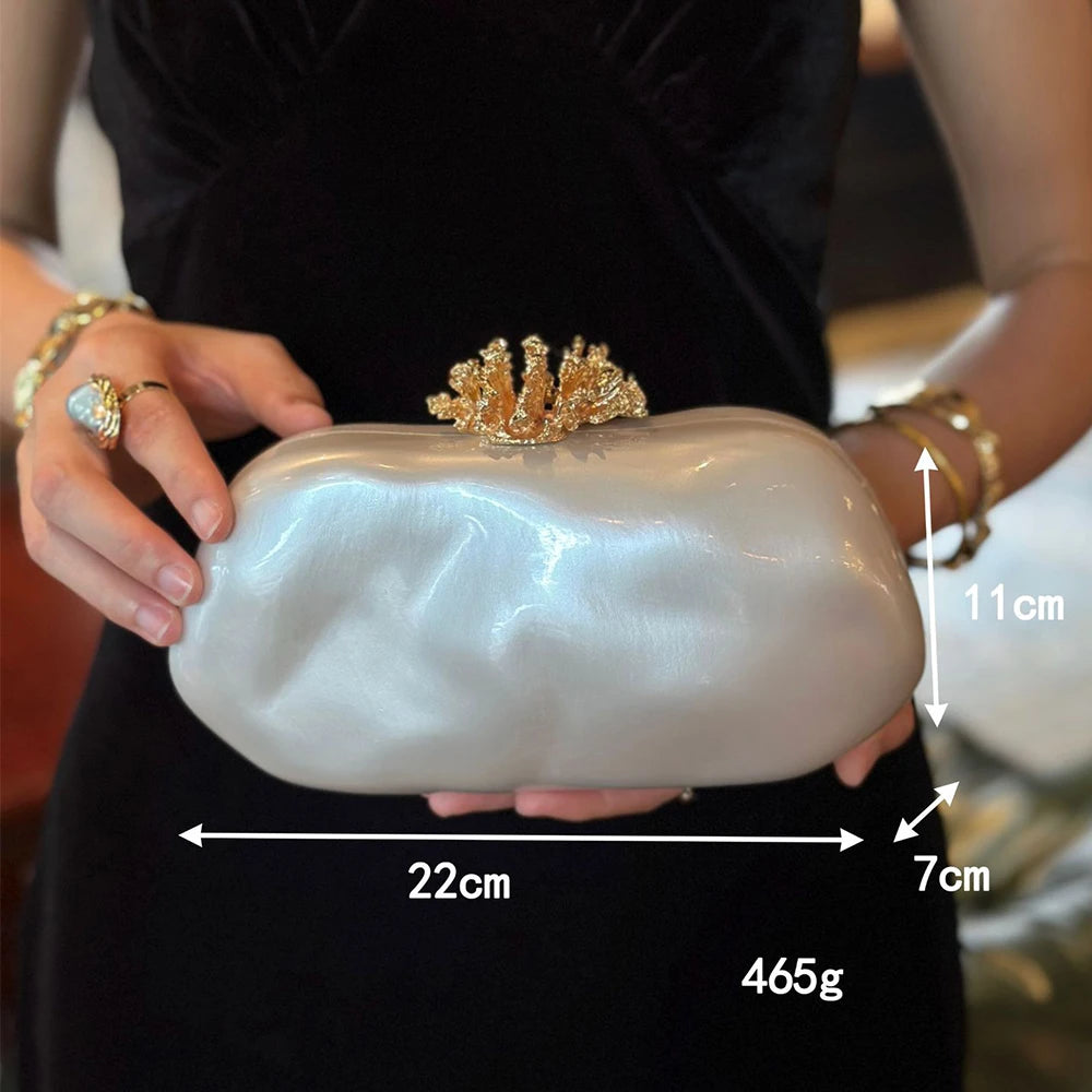 Floral Shell Shoulder Bag for Women Wedding Evening Clutch