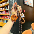 Delicate Bowknot Woven Rope Keychain Chocolate Anti-lost Bread Keychain Polyester Bagel Bag Decoration Woven