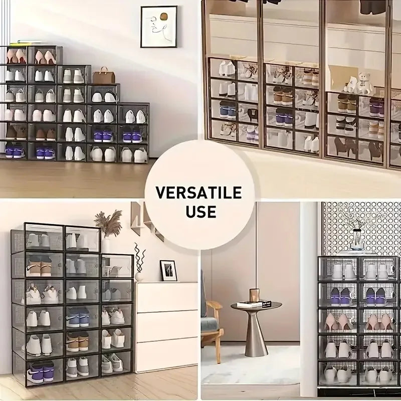 12-Pack Transparent Plastic Stackable Linked Shoe Storage Boxes
