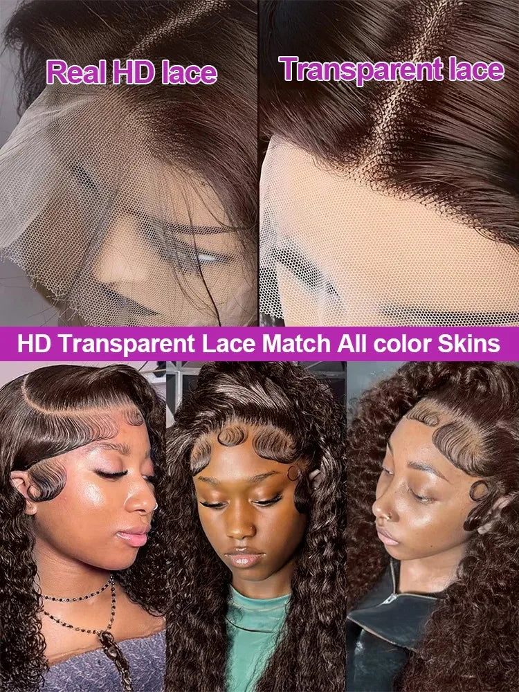 Chocolate Brown Deep Wave Lace Front Wig Remy Human Hair 13x4 HD Lace