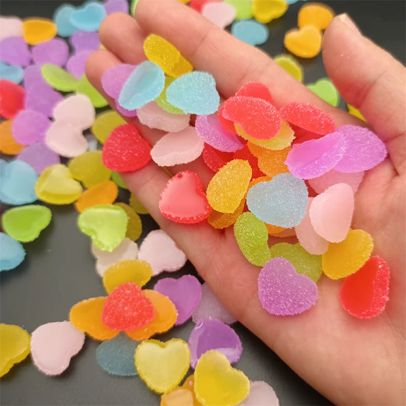 10pcs 3D Gummy Heart Nail Art Charms