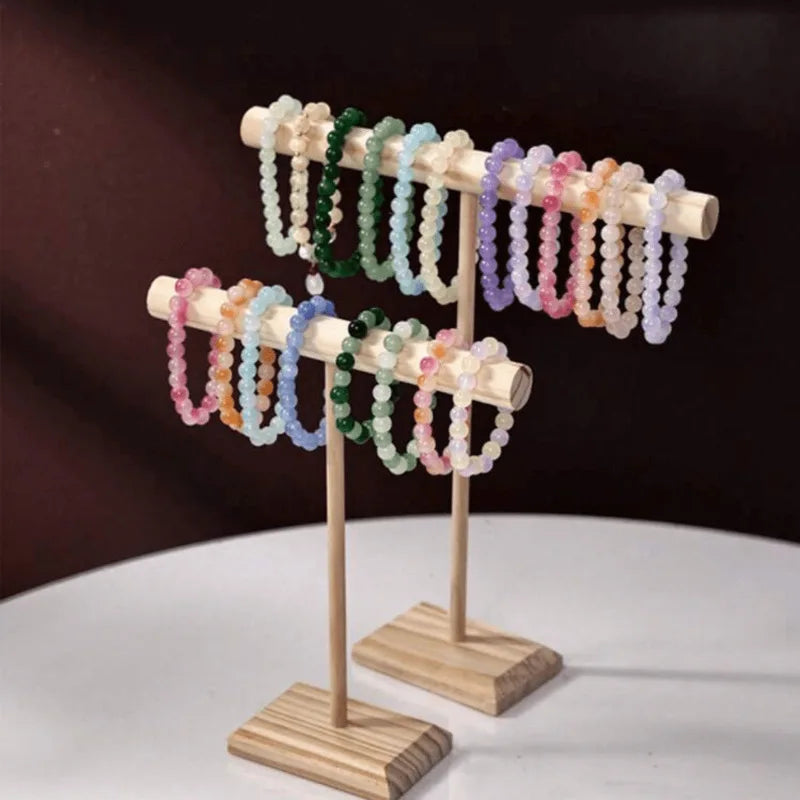 Solid Wood Jewelry Display Stand - Multi-Functional Display Rack for Bracelets, Necklaces, Hair Bands