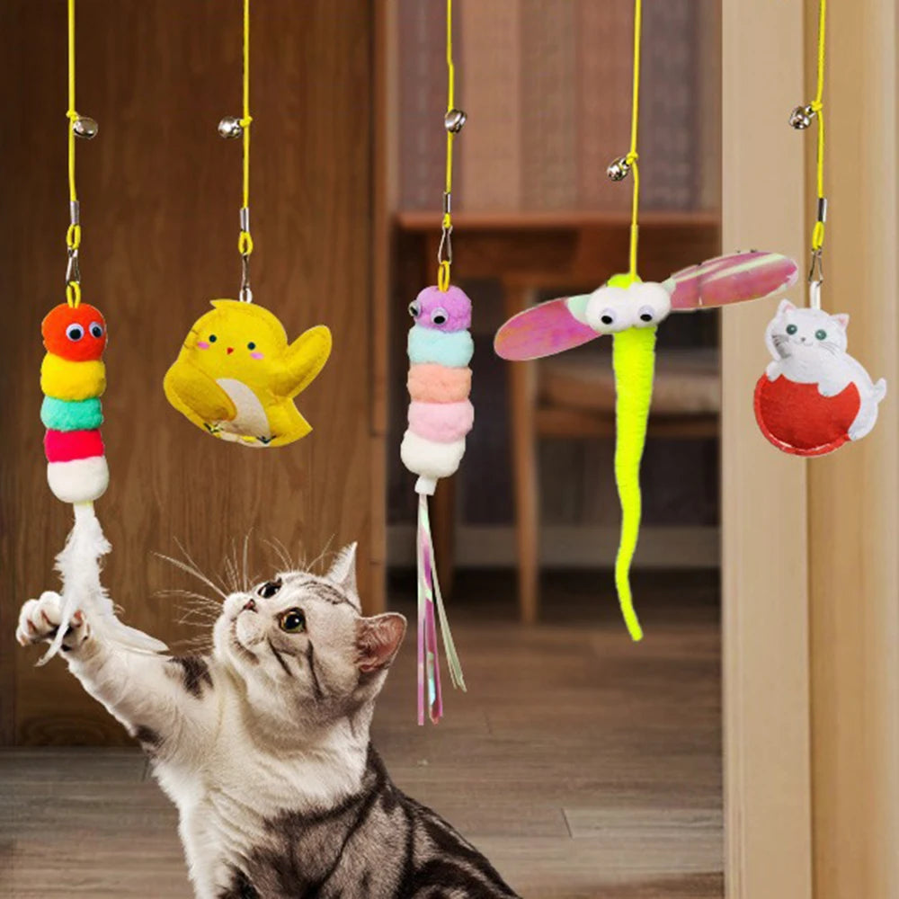 Hanging Elastic Rope Feather Cat Toy