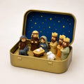 Pocket-Sized Nativity Scene Small Statue, Metal Box, mini Portable Religious desktop Decoration and Christmas Christian Keepsake