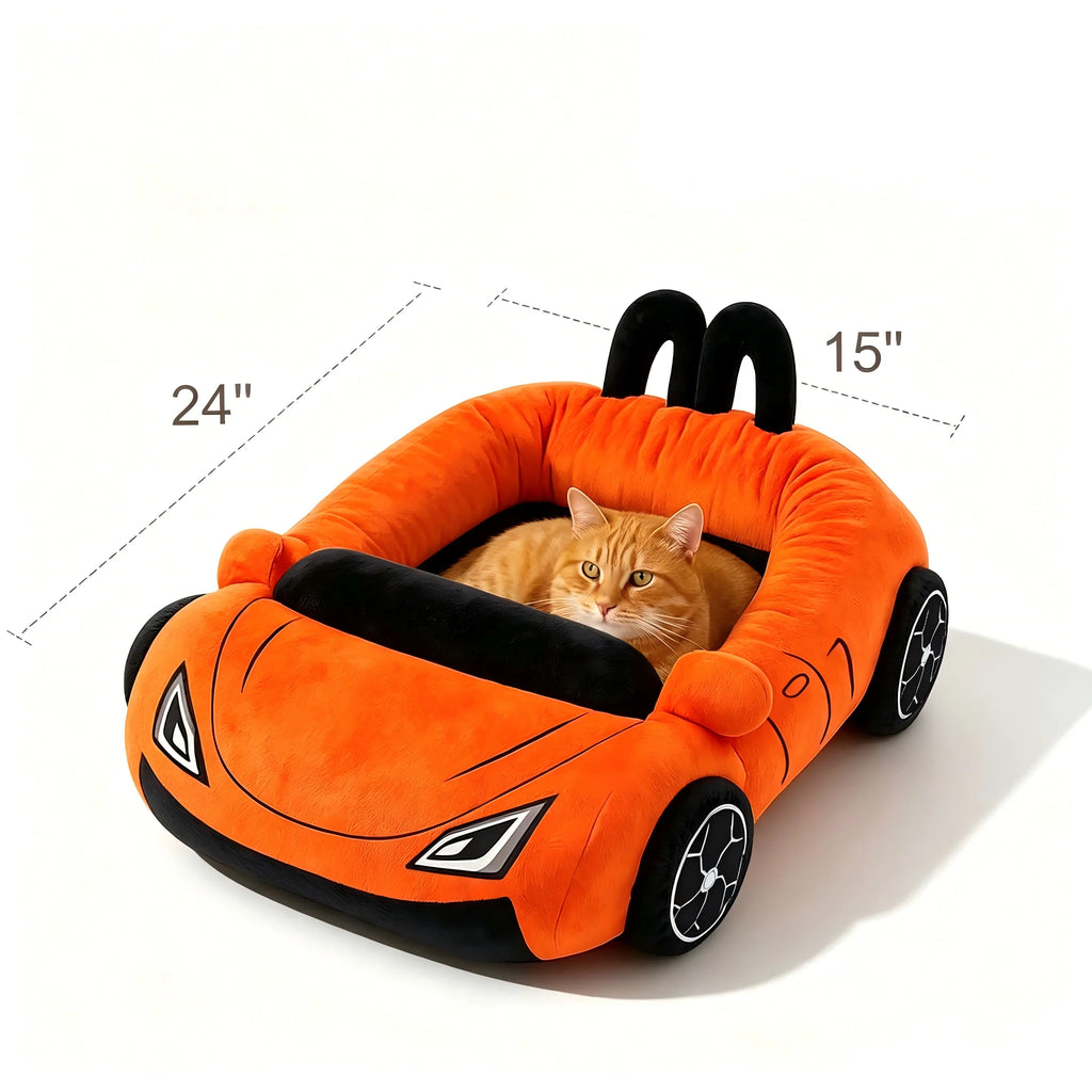 Supercar Cat Bed Coral Fleece Pet Mat with Pillow 17 x 15 Inch
