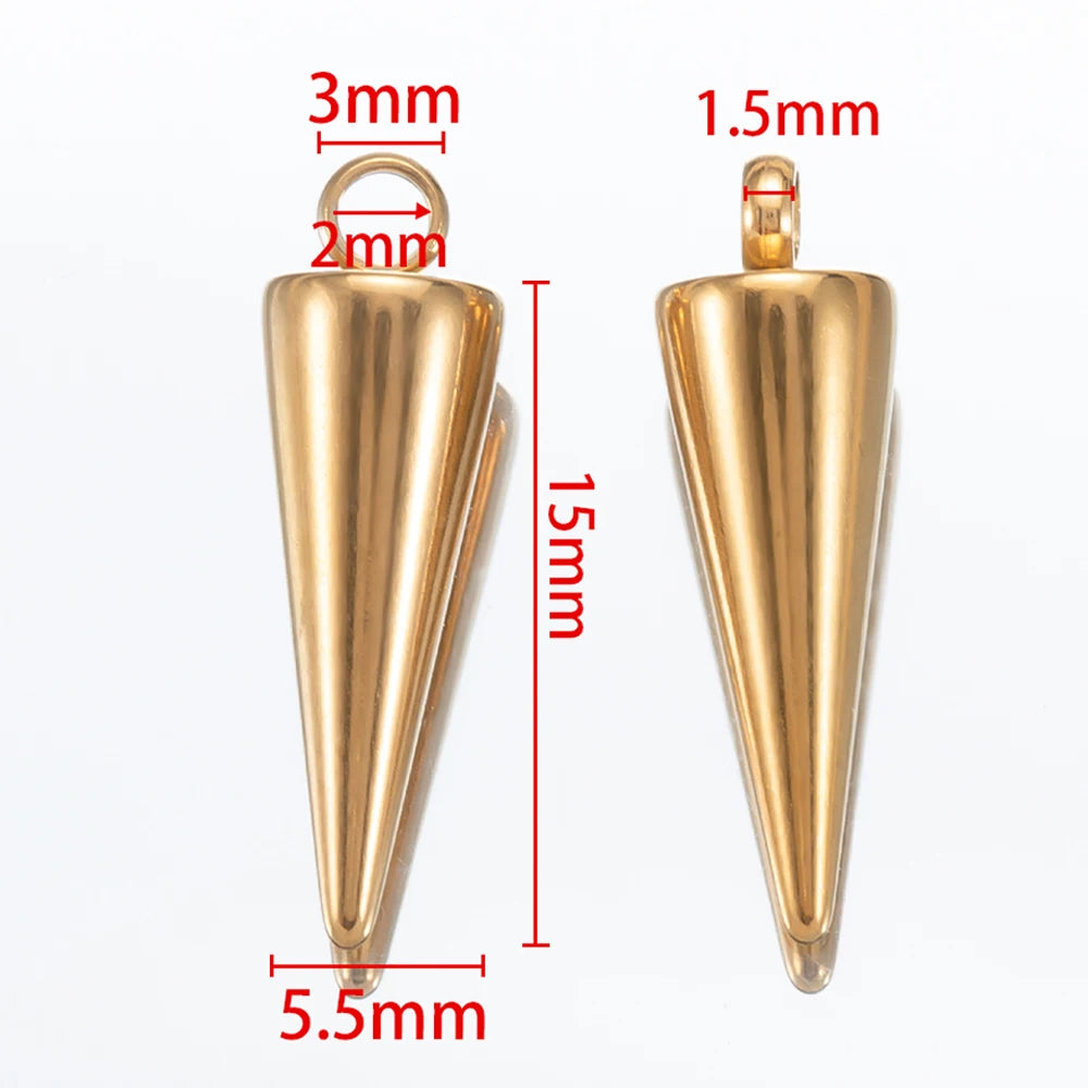 10pcs Stainless Steel Cone Pendants Retro Spike Pendants for DIY Jewelry Making Supplies
