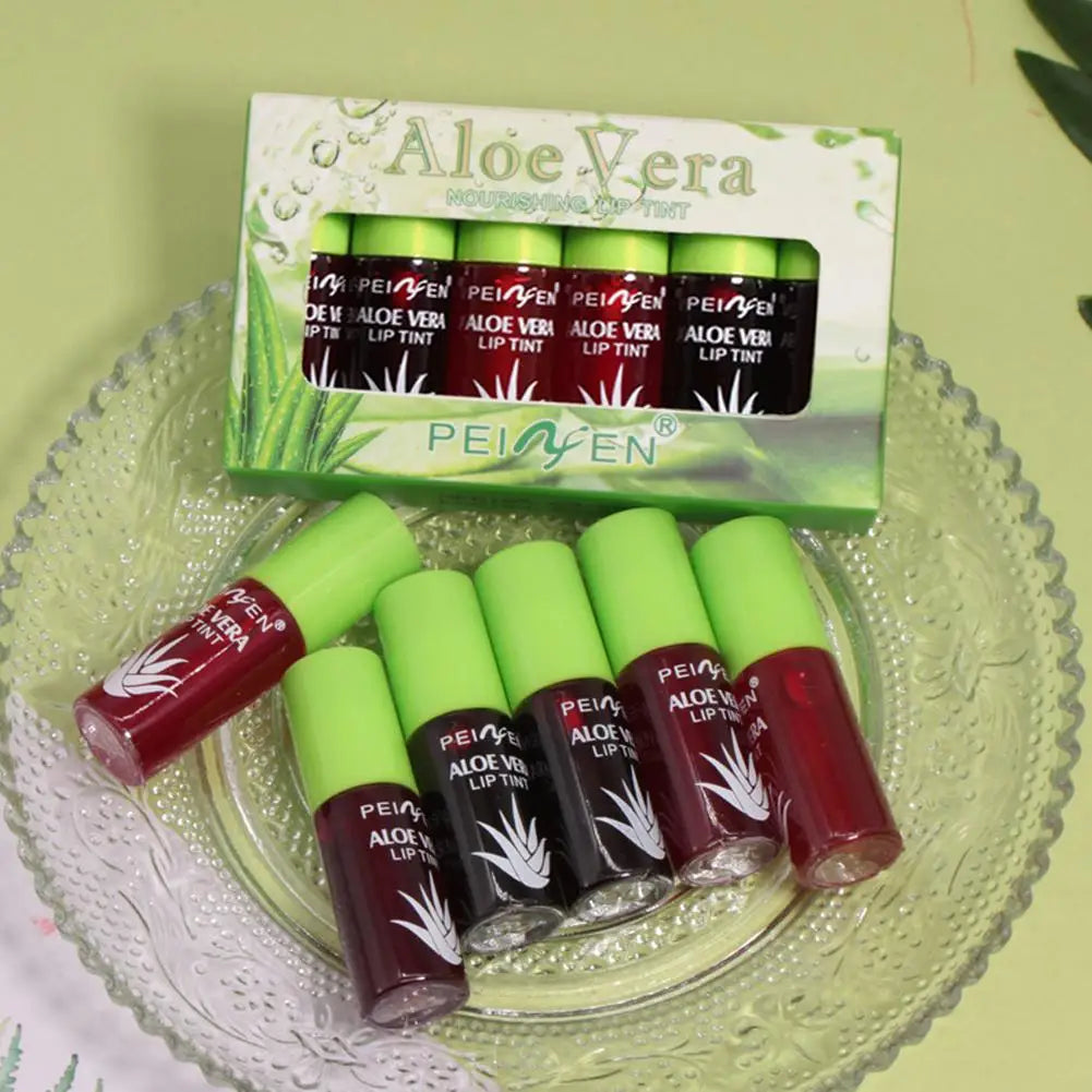 6 Color Lip Tint Stain Set Plumping Liquid Lipstick Aloe Vera Watery Lip Stain Lip Gloss detail view