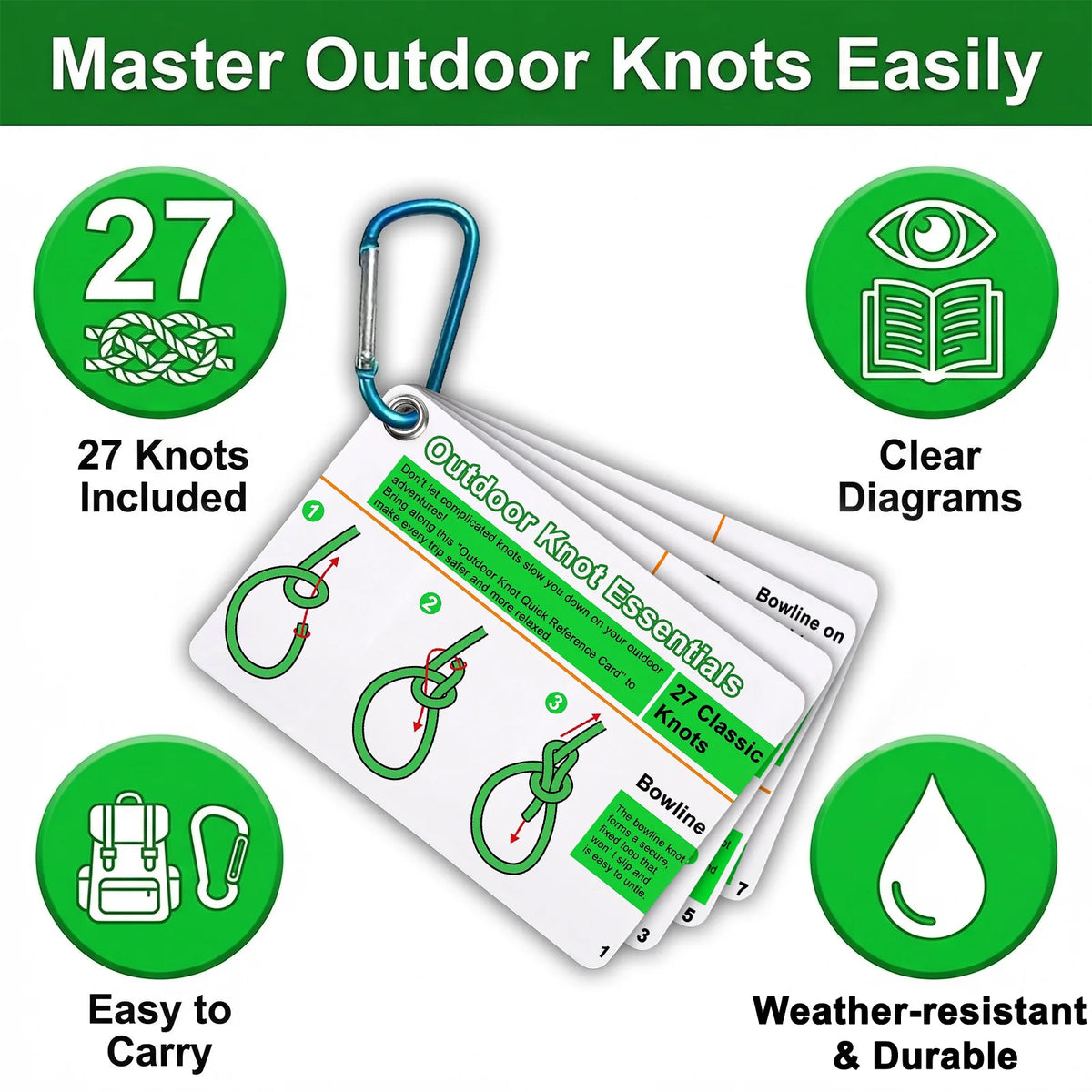 Rock Climbing Knot Cards 27 Rope Knots Waterproof