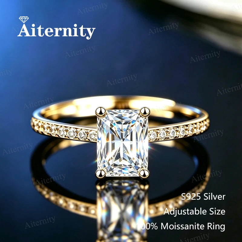 0.5-2CT Pear/Oval/Radiant Moissanite Rings For Women Real S925 Silver with GRA Certifica detail view