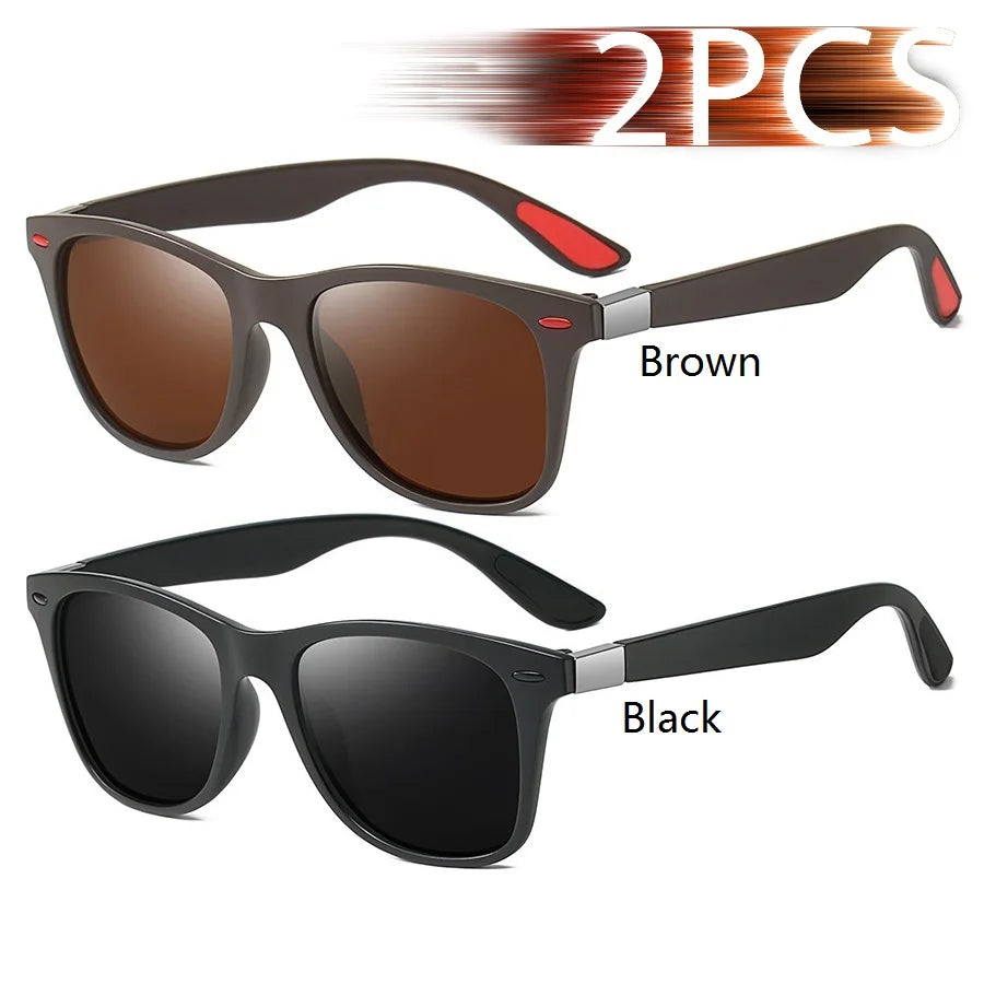 1-2-3PCS Fashion Vintage Square Unisex Driving Fishing Sunglasses Men Women Luxury Brand detail view