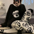 2PCS/Set Thickened Warm Flannel Women's Pajamas Tops and Trousers Student Sleepwear Homewear Winter Cartoon Bear Nightwear