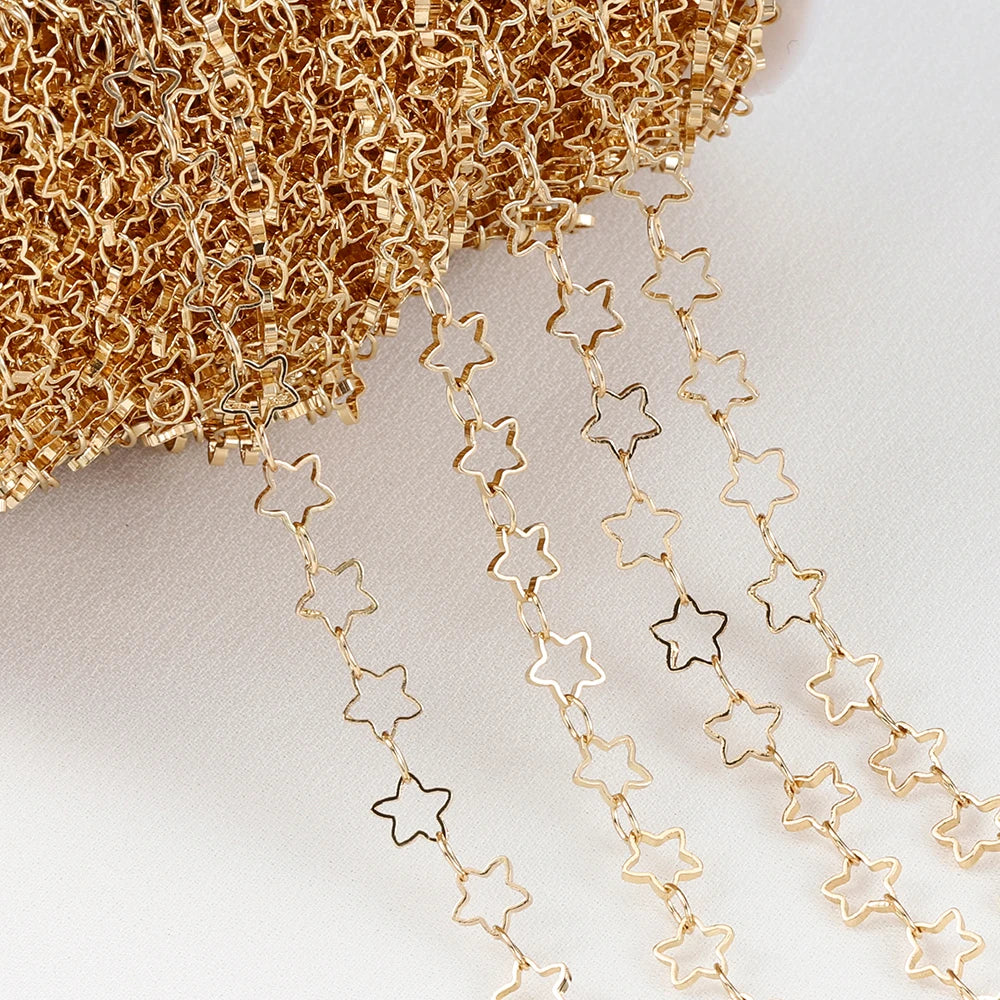 1 Meter 5mm Hollow Star Copper Chain Link for DIY Necklace Bracelet
