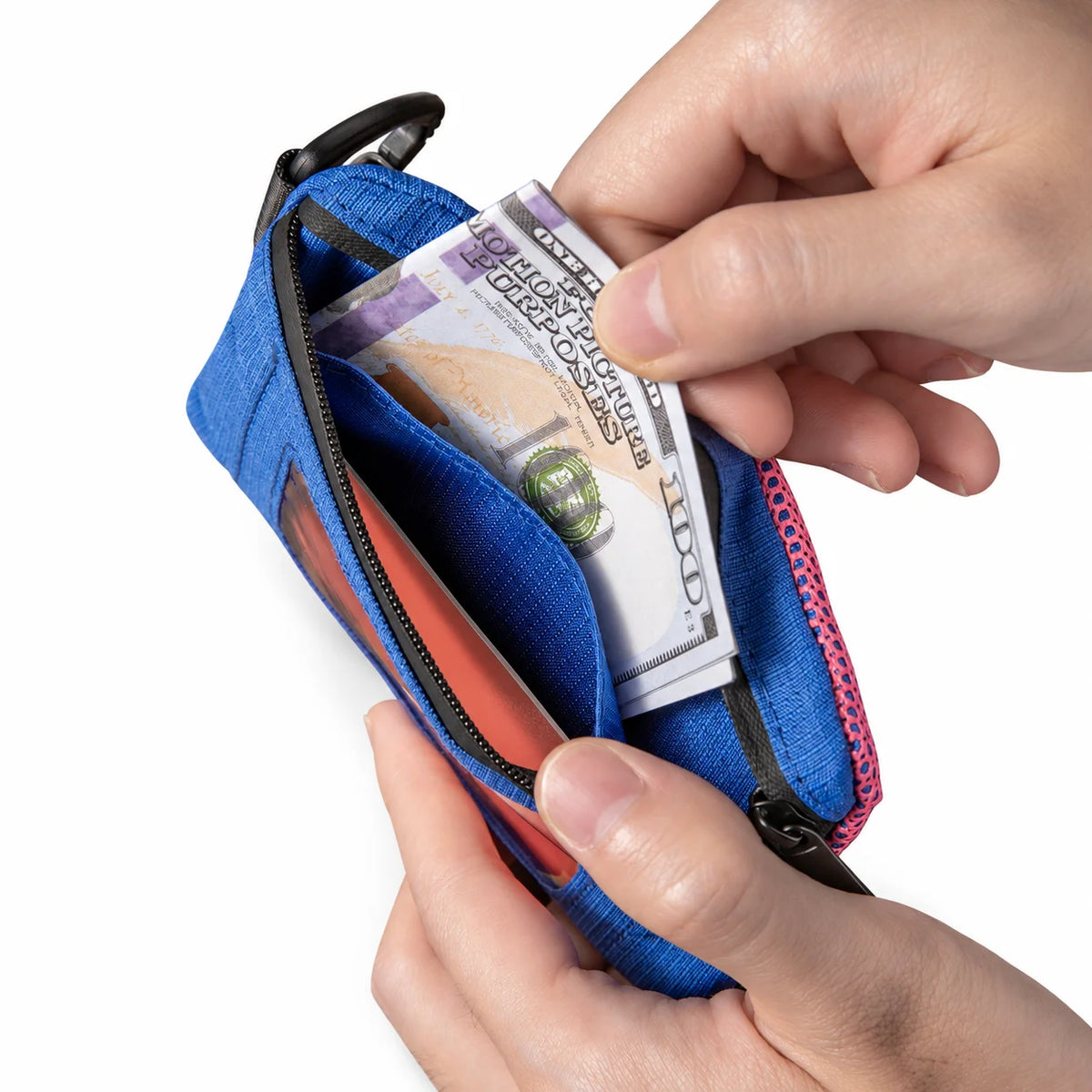 Small Minimalist Wallet for Women Men RFID Blocking, Zipper Coin Pouch with ID Window and Keychain Travel Lanyard Wallet