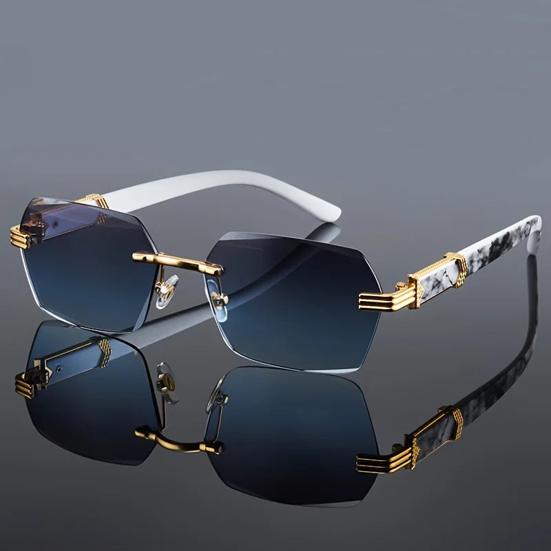 Rimless Sunglasses Men Women Frameless Small Square