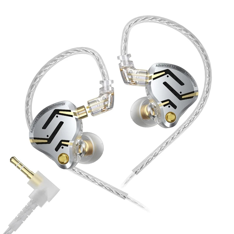 In Ear Monitor KZ ZS12 Pro 2 Hybrid 1DD+5BA Wired IEM Earphones with High Purity Si additional angle