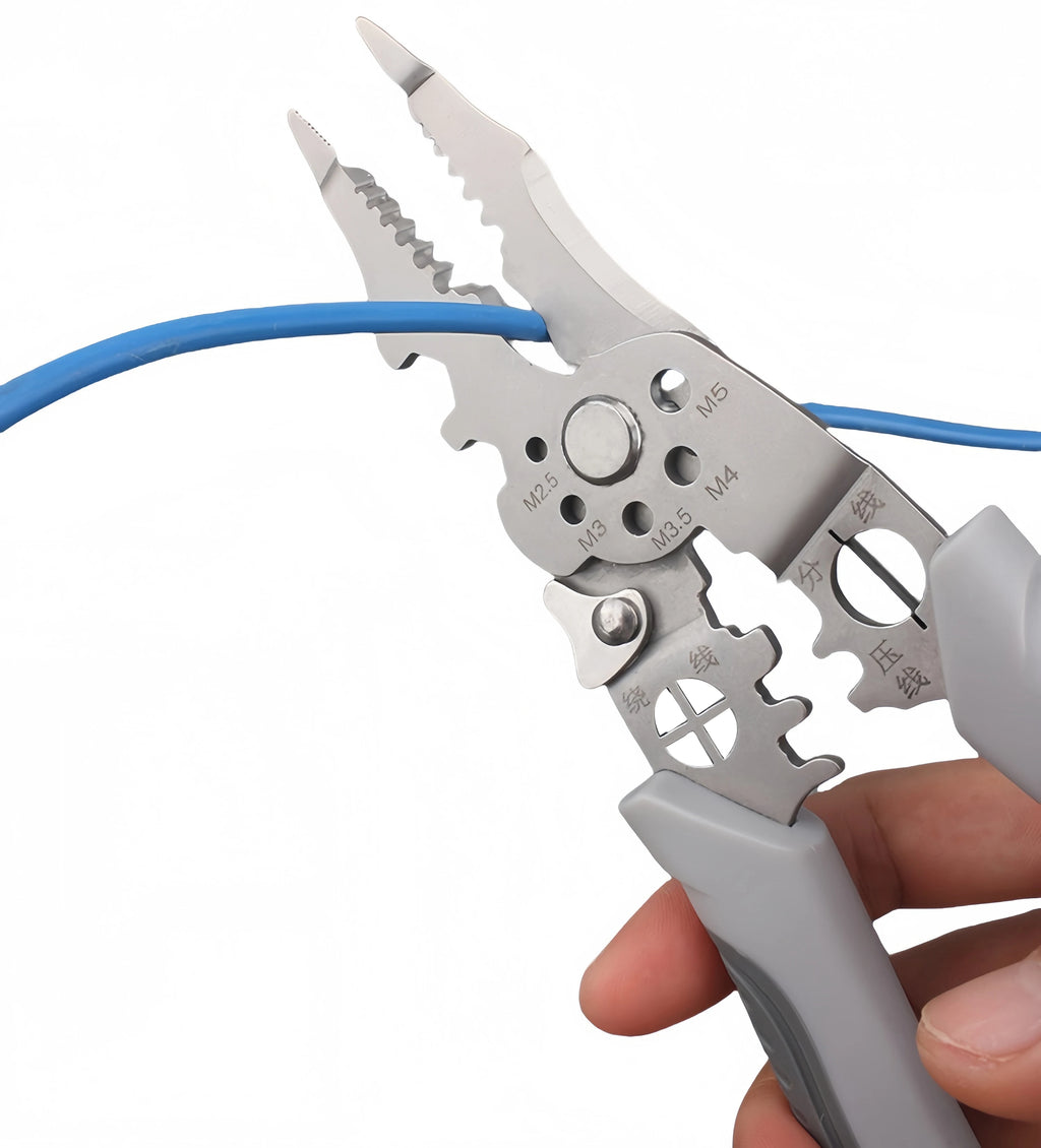 Multifunctional Electrician Pliers, 6-in-1 Wire Stripper Separator, Cutting and Crimping Tool for Cable Repair and Installation