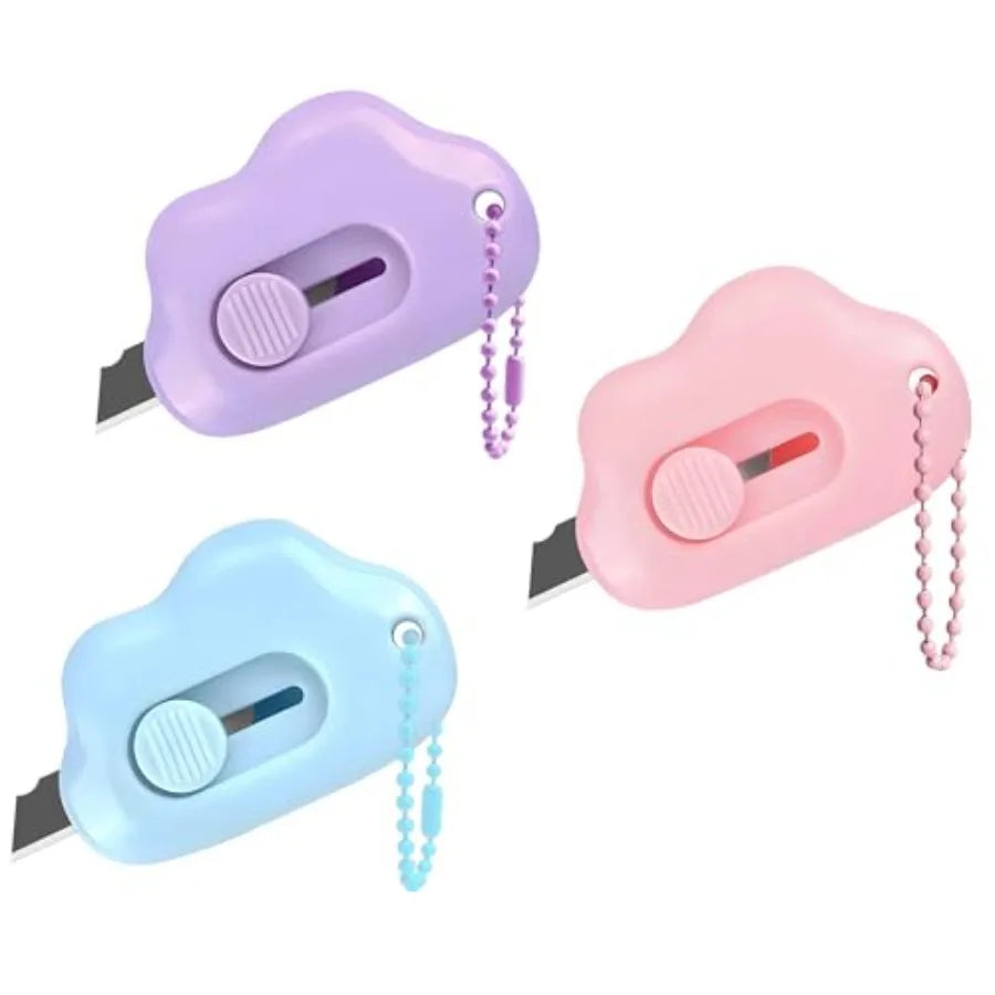 Retractable Box Cutter Set 3 Pack Stainless Steel Blade