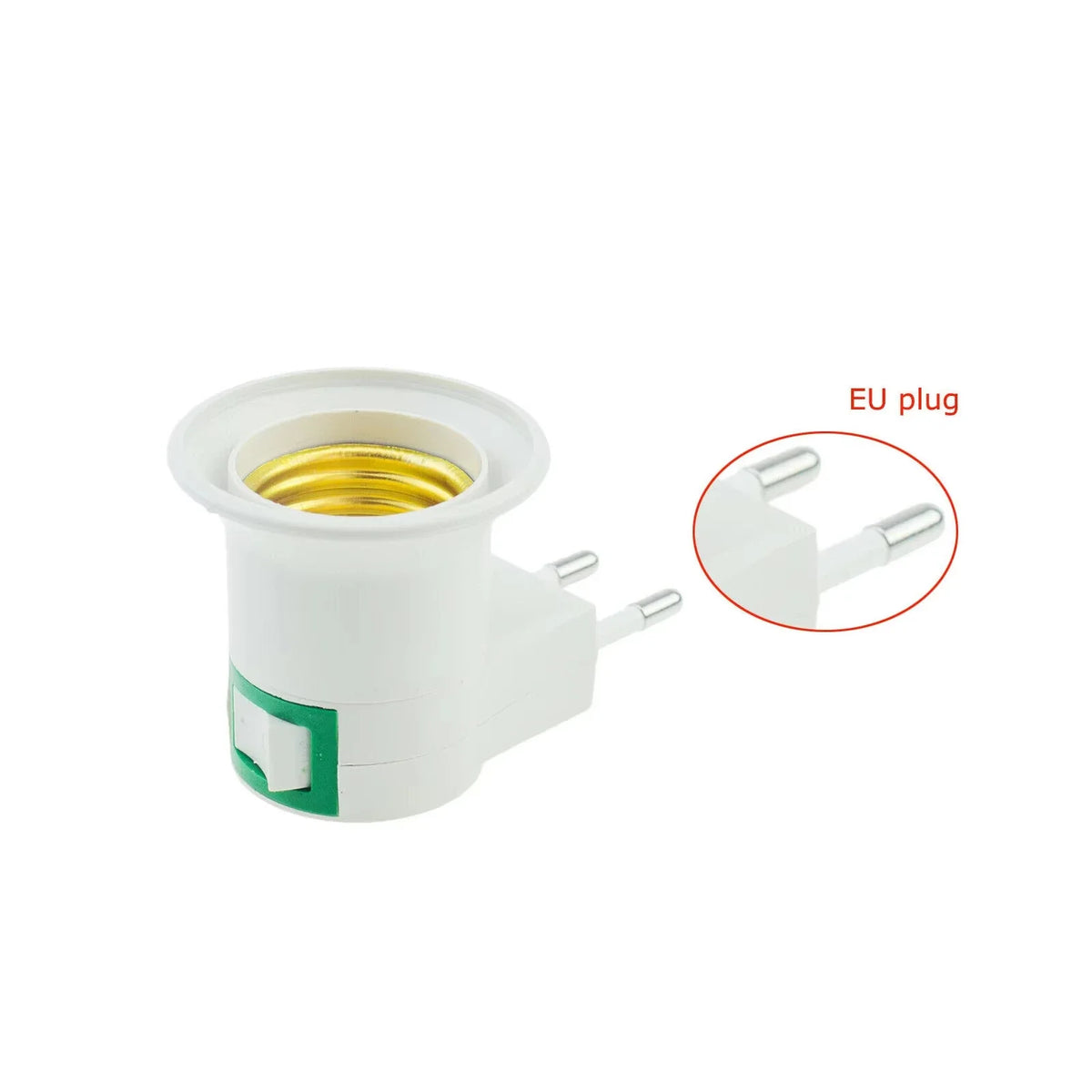 E27 Light Bulb Socket Adapter with Switch EU/US Plug close-up view