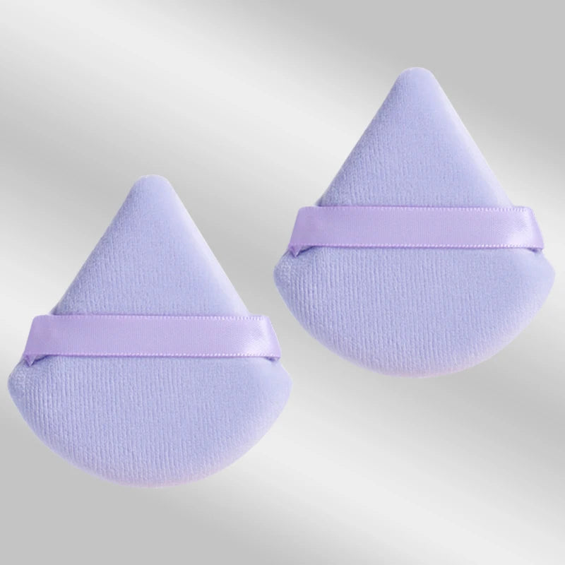 2 件 Triangle Powder Puff Face Makeup Sponge Soft Velvet Cosmetic Puff Blender Beaut additional angle
