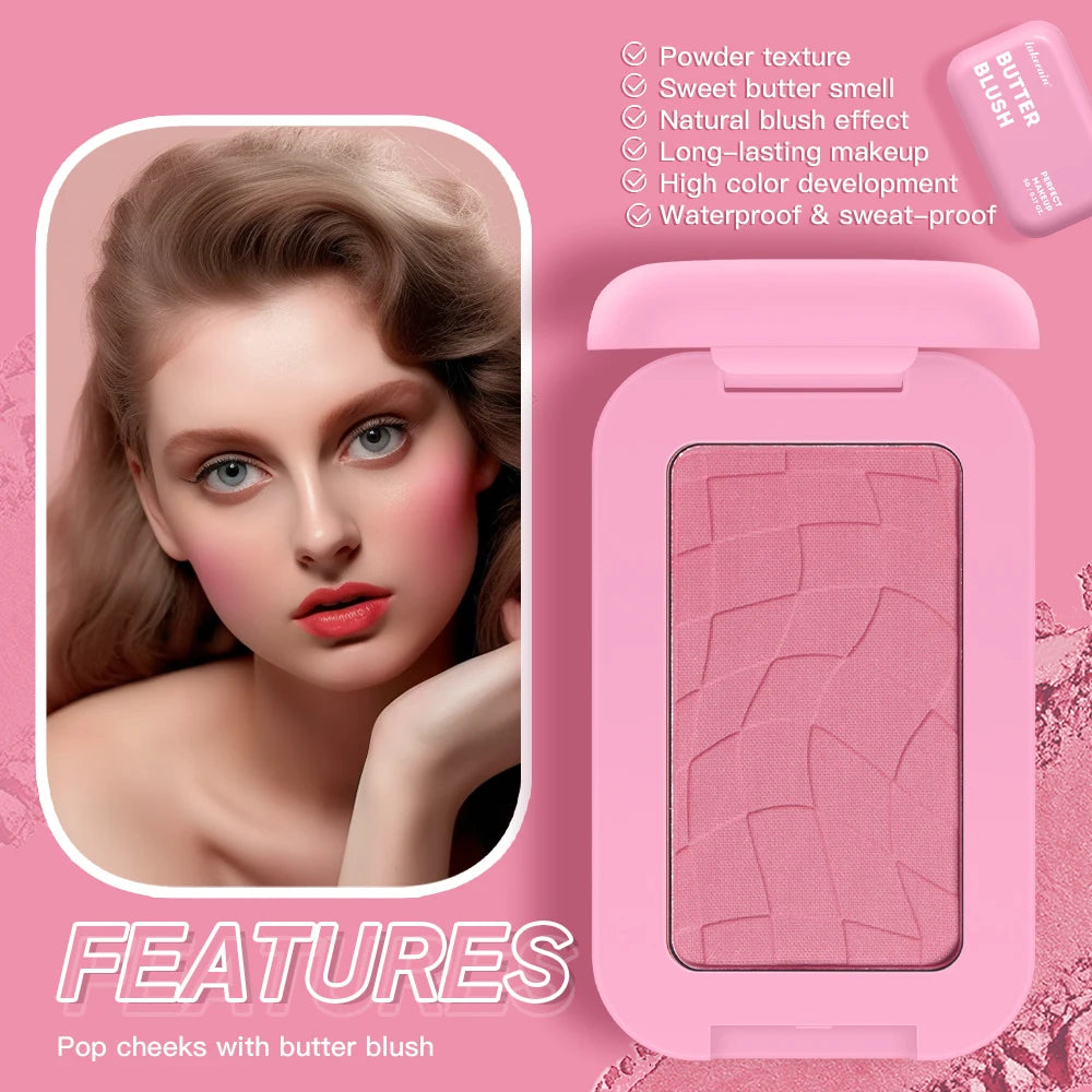Makeup Powder Blush Waterproof And Sweat-proof High Pigment Long Lasting Pink Cream Blus detail view