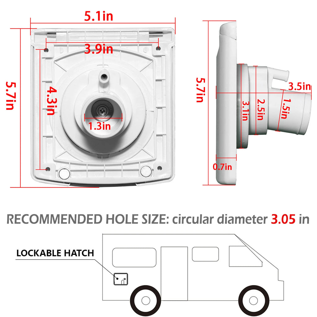 RV Water Inlet with Gravity Fill and Magnetic Cover