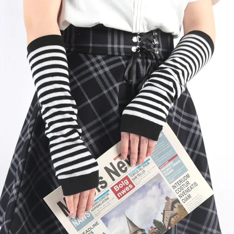 Y2K Women Knitted Long Arm Gloves Elbow Length Arm Warmers alternate view