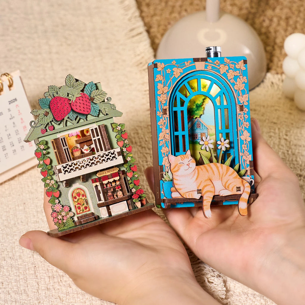 DIY Wooden 3D Puzzle Book Nook Kit Dollhouse Shop Mini House
