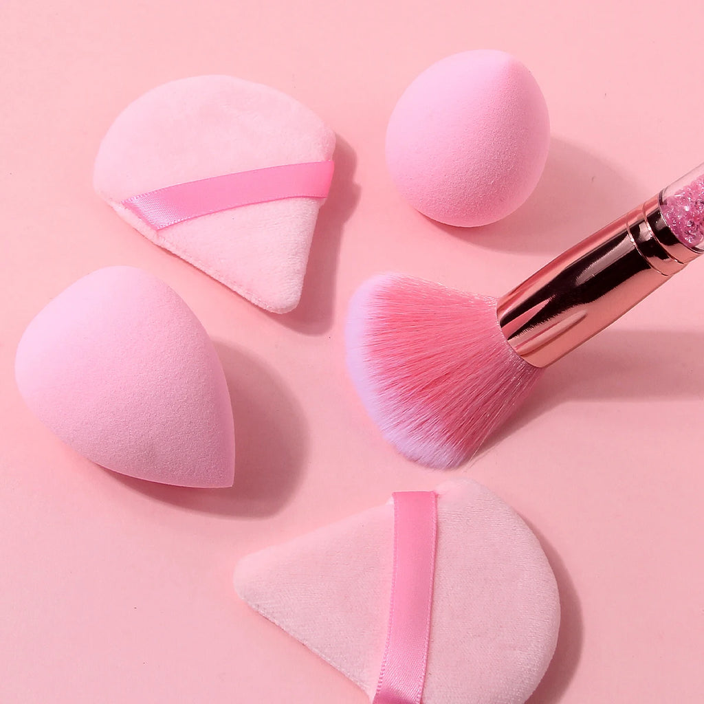 11Pcs Pink Makeup Brush Set with Sponge & Puff, Professional Glitter Handle Brushes f lifestyle view