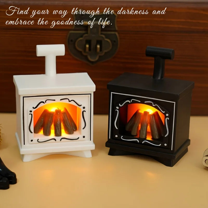Dollhouse Miniature Fireplace Glowing Stove LED Toy
