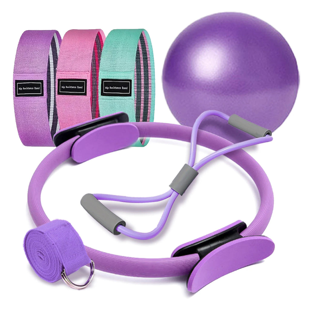 Pilates Ball and Ring Set, Resistance Band Workout Kit