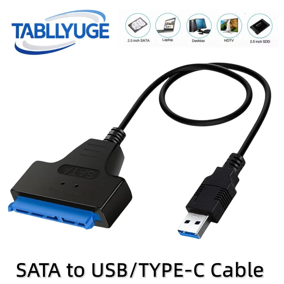 SATA to USB Adapter Cable for 2.5 Inch SSD HDD, USB 3.0 2.0 TYPE-C