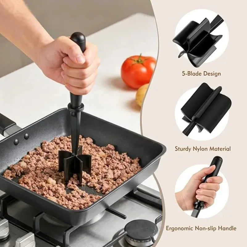 1pc Meat Chopper Handheld Meat Slicer and Blender Multifunctional Manual Masher and Shredder Kitchen Stirring Stick Cooking Tool