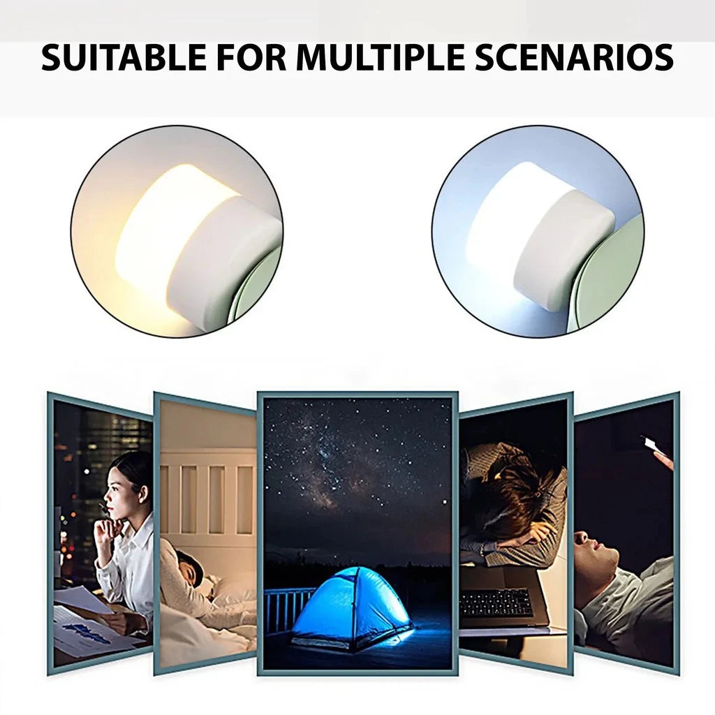 USB Mini LED Night Light Round Reading Lamp close-up view