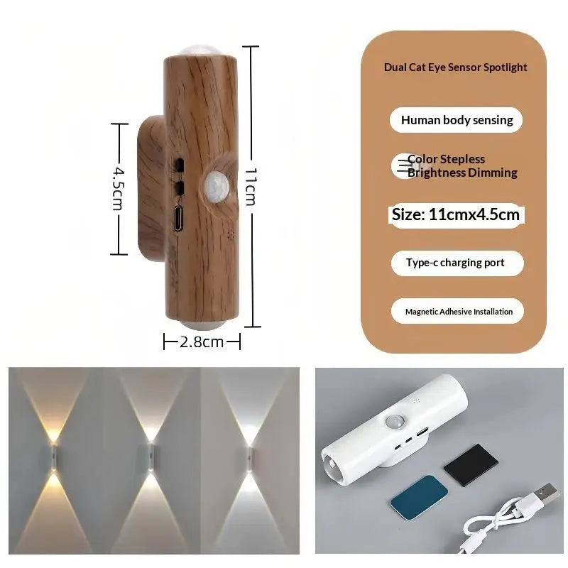 Rechargeable Magnetic Wall Lamp LED Motion Sensor Light Color Night Light Automatic Ro close-up view