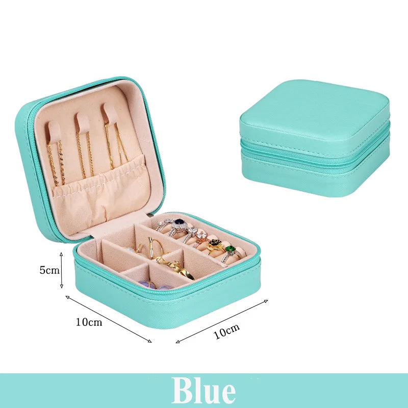 Portable Mini Jewelry Travel Case PU Leather Organizer Box for Earrings and Necklaces detail view
