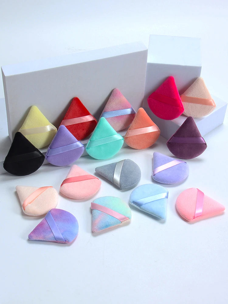 2 件 Triangle Powder Puff Face Makeup Sponge Soft Velvet Cosmetic Puff Blender Beaut additional angle