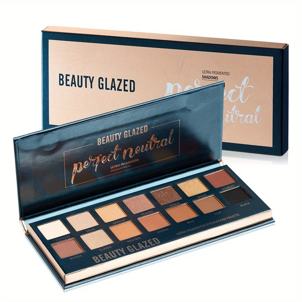BEAUTY GLAZED 14 Colors Eyeshadow Palette Matte High PigmentedNude Color Waterproof additional angle