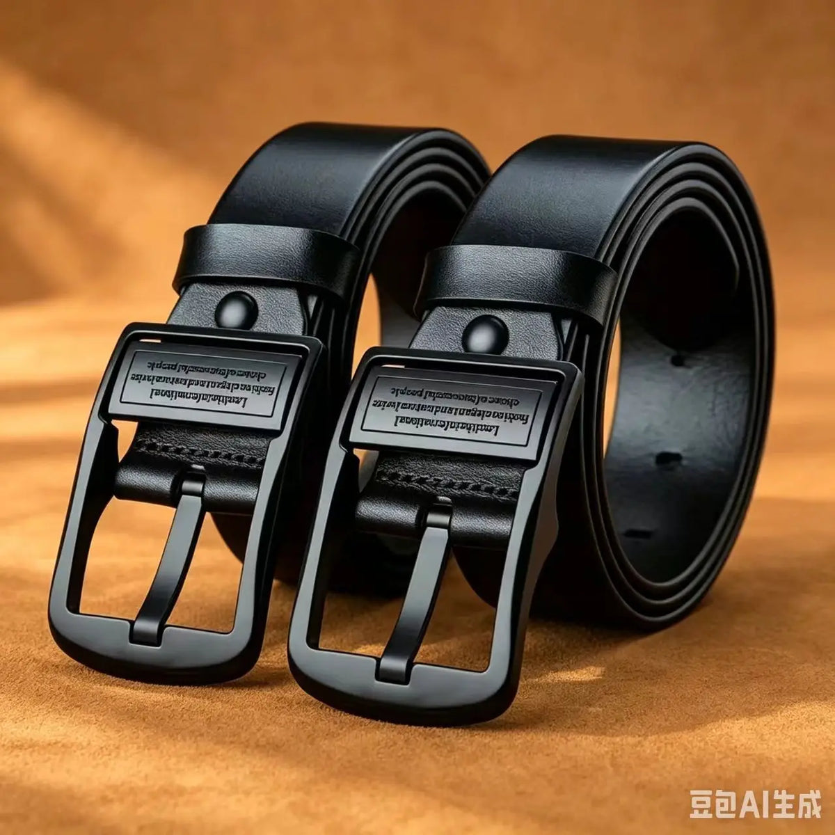 2PC Leather Men's Belt Metal Alloy Pin Buckle