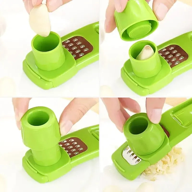 Mini Garlic Press Manual Green close-up view